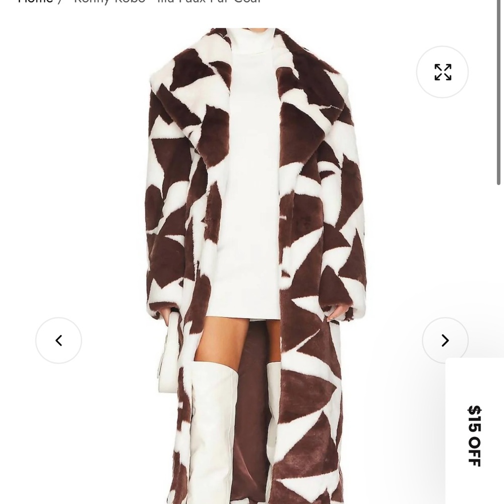 Ronny Kobo Collection Brown and White Trench Coat